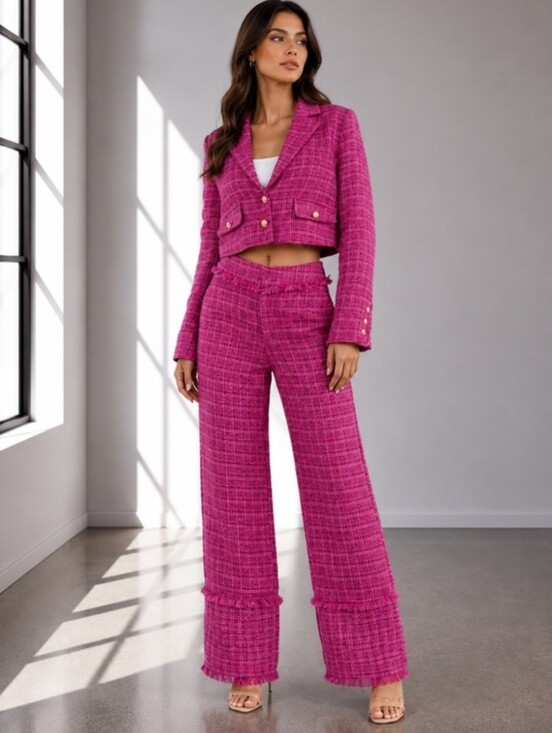 Pants - NWT BOUTIQUE | Pink Power Tweed Pant Set